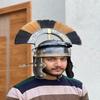 Римский шлем центуриона Металлическая броня Черное или коричневое оперение Косплей Дисплей