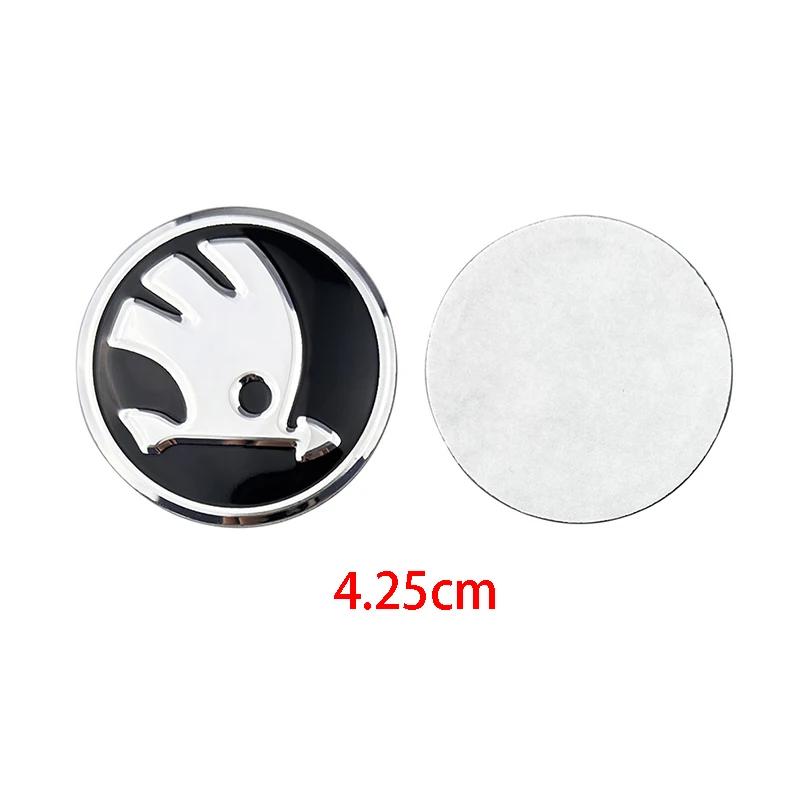 WMZW4 Aluminum Alloy 42.5mm Car Steering Wheel Center Stickers for SKODA Rapid Octavia Fabia 1 2 Karoq Kodiaq Yeti Superb Interior