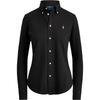 Polo Solid Logo Polo Collar Long Sleeve Shirt Women Shirts Black 211728165-005