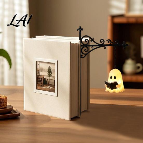 Soft Warm Glow Lamp Ghost Bookshelf Night Light Reading Lantern with Sliding