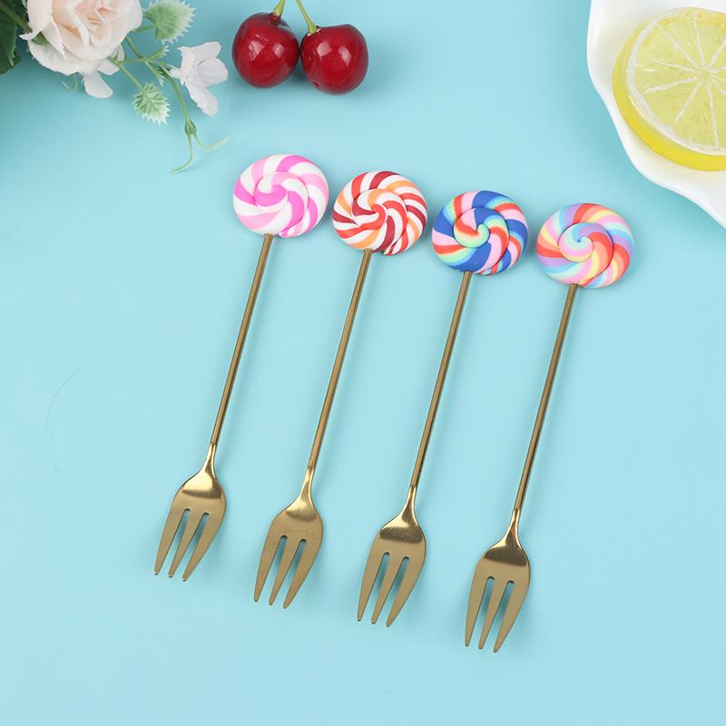 4 шт./набор ложка/вилка для пончиков, конфет, молока, кофе, ложка для размешивания, кухонные столовые приборы