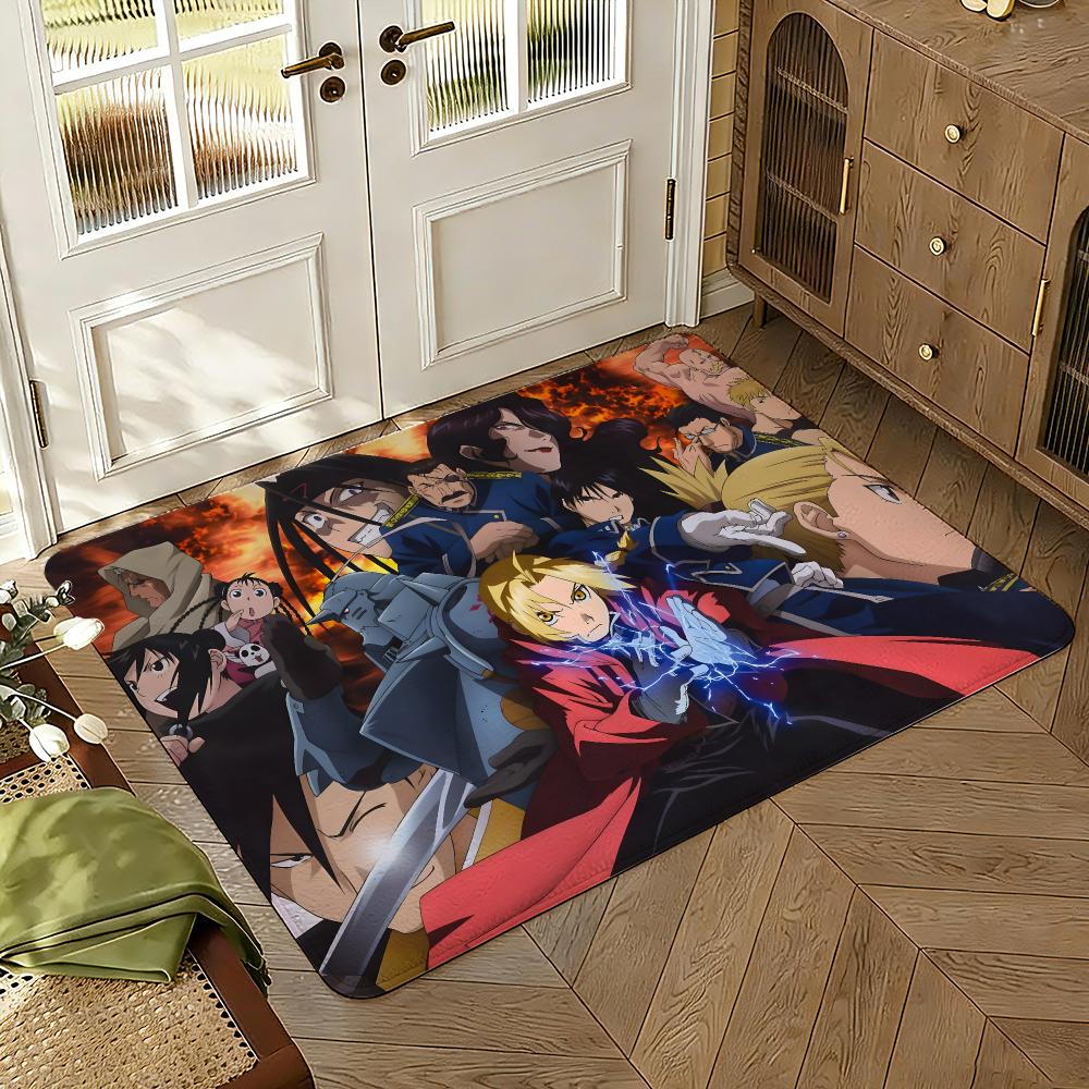 Fullmetal Alchemist Floor Mat Soft Thickened Absorbent Non-Slip Bedroom Living Room Door Mat Home Decor Flannel Rugs