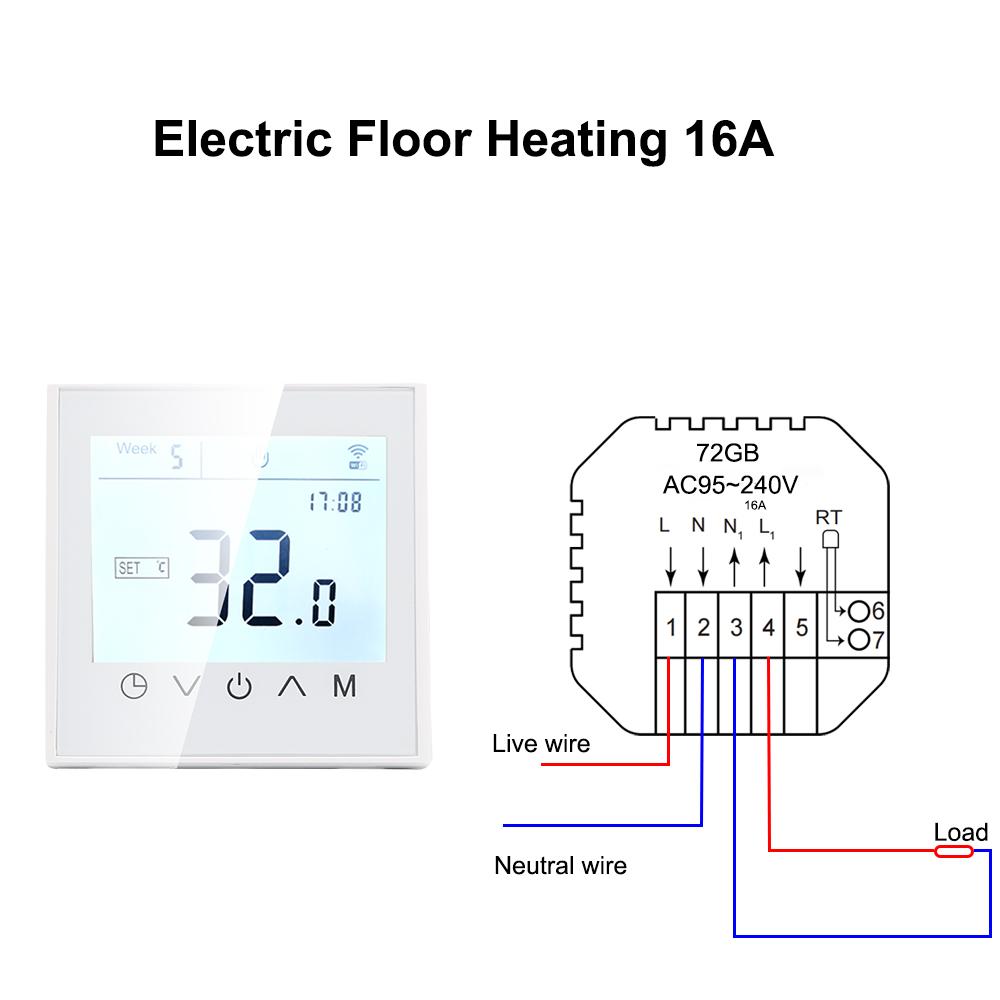 Термостат с сенсорным экраном Tuya Smart WiFi контроллер температуры для электрического/водяного/газового котла 16A 3A работает с Google Home