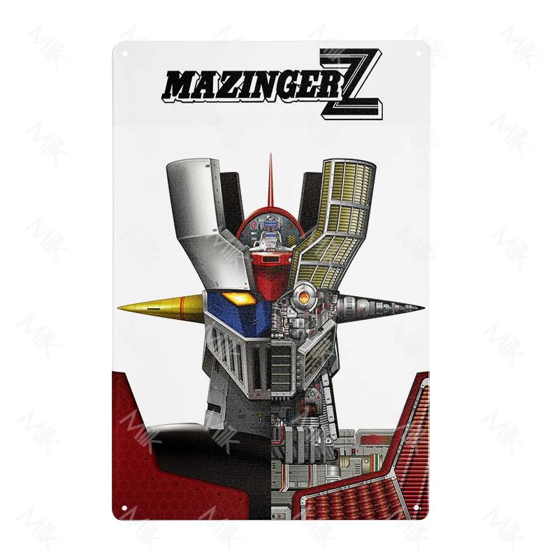 Anime Goldrake Goldorak Mazinger Z Metal Tin Sign Rectangle UFO Robot Grendizer Signs Plaque Bar Cafe Bedroom Wall Art Decor