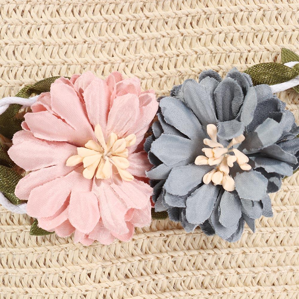 Cute Toddler Baby Sun Beach Wide Brim Hats Shoulder Bag Girls Summer Hat Flower Sunshade Caps