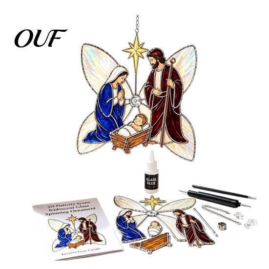 Religious Craft Kits for Adults Christian Suncatcher DIY Kit, Stained Glass Style Sun Catcher, Celebration Keepsakes Iridescent Hanging Ornament