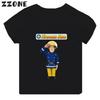 Hot Sale Fireman Sam Print Cartoon Kids Tshirt Funny Girls Clothes Baby Boys Black Short Sleeve T shirt Children TopsTH2450