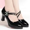 7cm 9.5cm Comfortable Breathable Shallow Bright Leather Mary Janes Platform Shoes 2025 Fall Block High Heels Shoes Office Mom