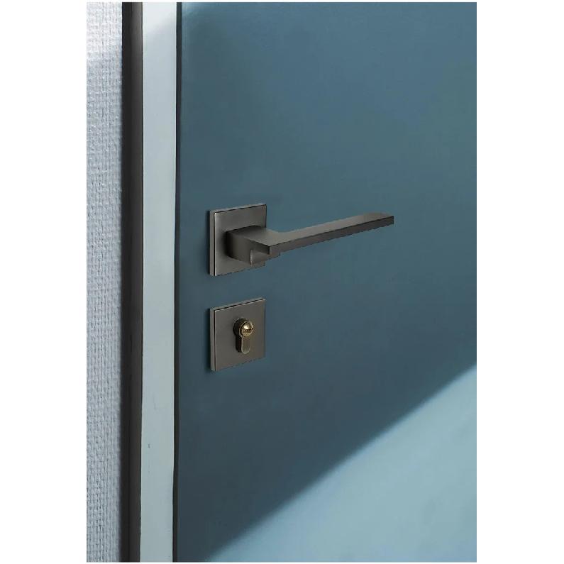 1 set of indoor silent door lock aluminum alloy Nordic minimalist bedroom split wooden door handle lock with key included