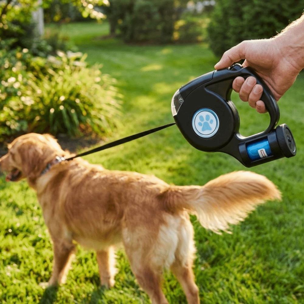 Plastic LED Dog Leash With Garbage Bag Puppy Traction Belt Dog Harness Strap Outdoor Walking