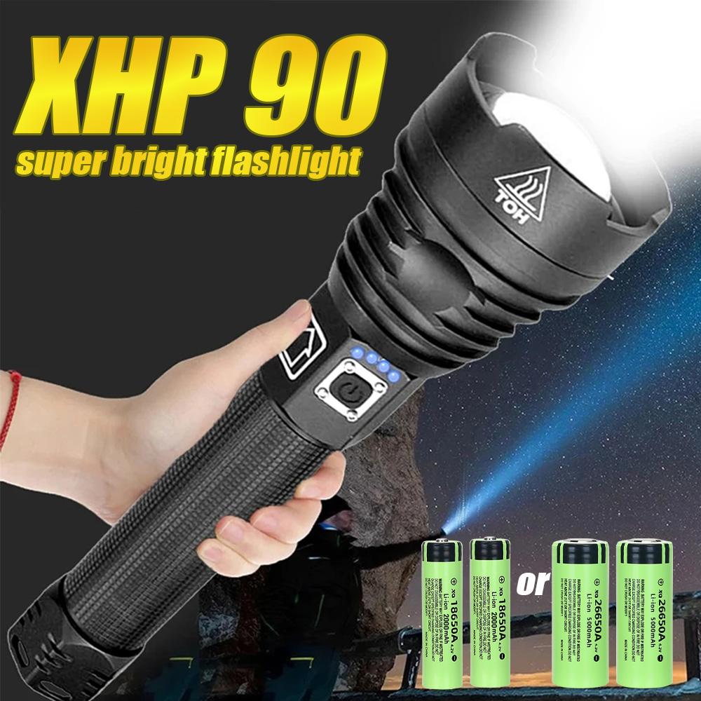 XHP90 Супер Фонари Фонарик Ультра Мощный Фонарь USB Зарядка Фонарь 5000 мАч Светодиодный Фонарь Зум Тактический Фонарь