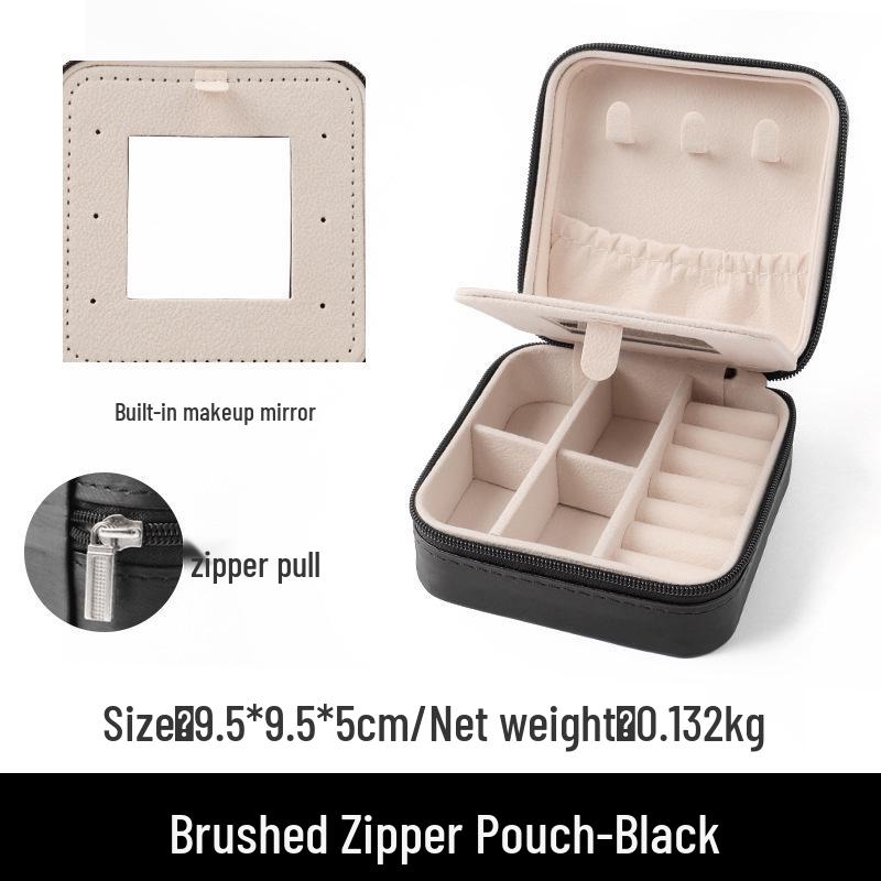 Бархатная шкатулка для драгоценностей на молнии: Портативное хранилище для ожерелий, браслетов, колец и серег
