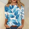 Женская мода повседневная три четверти рукава цветочный принт горловина топ