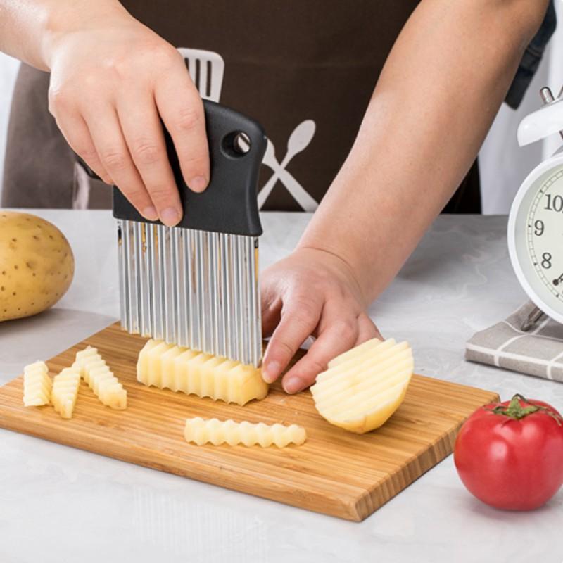 Нержавеющая сталь нарезка для картофельных чипсов, тесто, овощи, фрукты, волнистый кухонный нож, измельчитель, прибор для приготовления картофеля фри, инструменты, гаджет