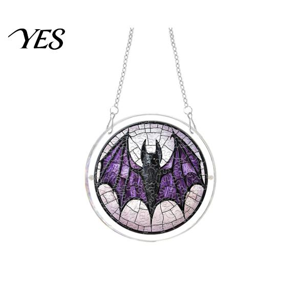 UV Printed Suncatcher Halloween Scary Bat Pumpkin Acrylic Jigsaw Puzzle Suncatcher, Stained Glass Style Unique Sun Catcher Gift Window Hanging