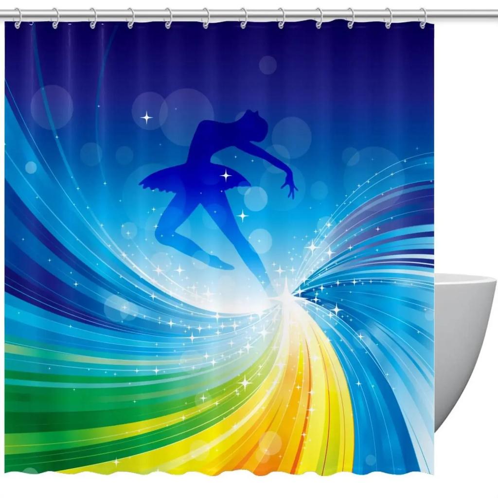 Балерина силуэт занавеска для душа абстрактный магический танец изобразительное искусство занавеска для душа водонепроницаемая ткань декор для ванной экран для ванны