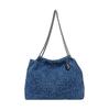 [Pre-Owned] Solid Color Plaid Chain Denim Tote Shoulder Bag - Very Good #17NKVVN