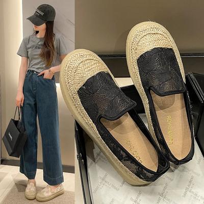 Модные женские туфли на плоской подошве 2024 года, сандалии, новые туфли-лодочки для рыбалки, летние кроссовки для девочек из соломенной плетеной сетки, дышащие повседневные женские мокасины