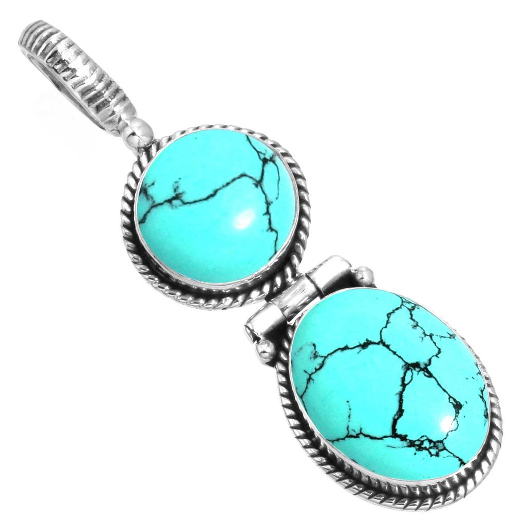 925 Sterling Silver Pendant Women Gemstone Handmade Jewelry Friendship Day Gift Blue Green Purple Copper Turquoise Pearl Lapis Mother Of Pearl