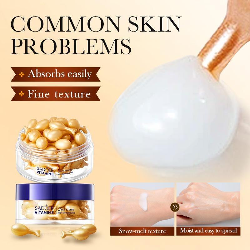 Увлажняющий крем-эссенция с витамином Е вечерней примулы. Капсулы с эссенцией для длительного увлажнения и питания.. Крем для гладкой кожи