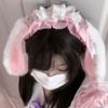 Кружевная повязка на голову в виде кроличьих ушей Лолиты, резинки для волос в стиле косплея, плюшевые обручи для волос в виде кролика, аксессуары для головы