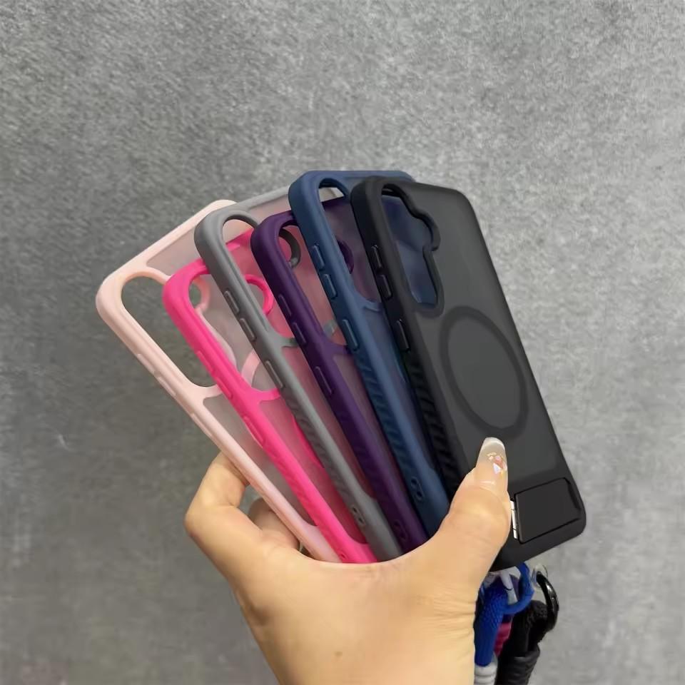 Модный браслет-шнурок чехол для Samsung Galaxy S26 S25 Ultra S24 S23 Plus FE S25Edge S26+ 45° Держатель Матовый Ударопрочный чехол