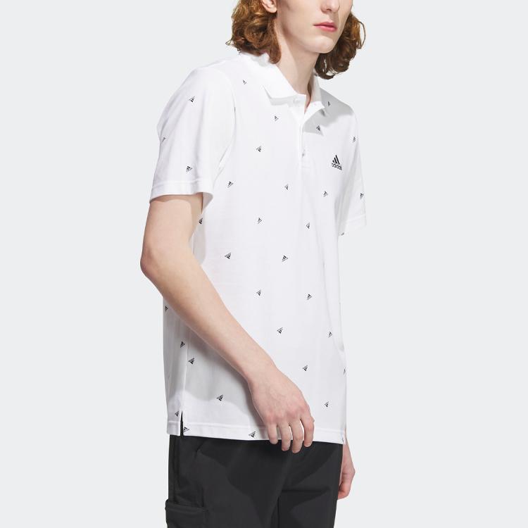 Adidas Future Icons Micro Logo Print Sport Casual Short Sleeve Polo Shirt Men Tops White IA8154