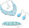 Combo Of 3 Set Natural Larimar Gemstone 925 Sterling Silver Jewelry Set