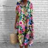Женское платье с цветочным принтом, платье с коротким рукавом и v-образным вырезом, летнее повседневное платье трапециевидной формы, пуловеры в богемном стиле, платье для вечеринки, повседневная одежда, отпуск