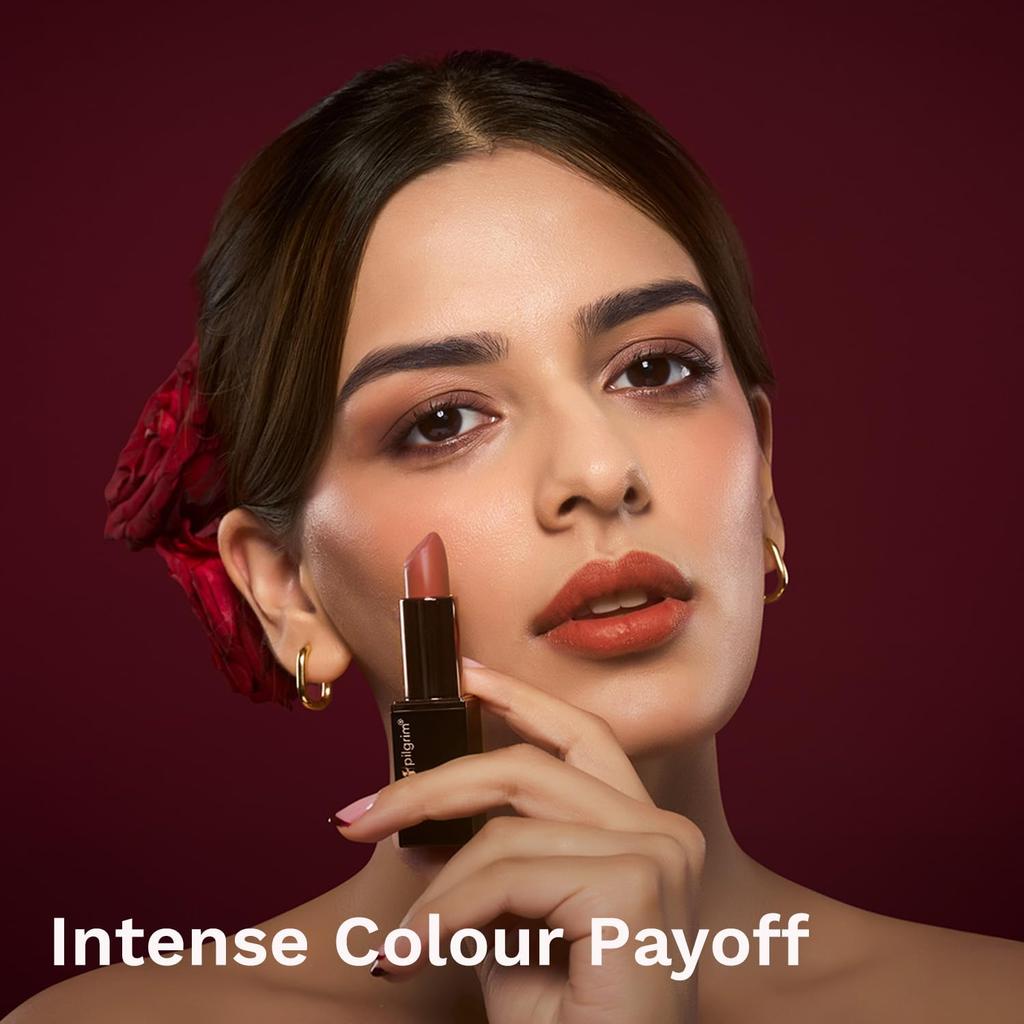 Pilgrim Matte Bullet Lipstick Nude Mystery 05 Peach Intense Colour Long-Lasting Hydrating 4.2g Pack of 1