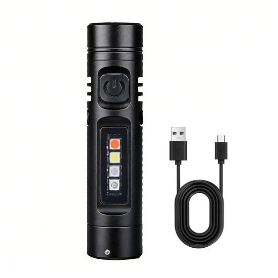 Rechargeable Mini Flashlight 500 Lumens High Power LED Torch with 3 Modes Low Strobe Handheld Emergency Torch for Camping Hiking Outdoor Use