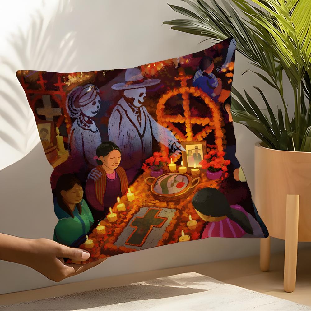 Festival DDia de Muertos Pillow Case Linen Cushion Covers For Decorative Sofa Home Pillows Case Car Chair Pillows Cases