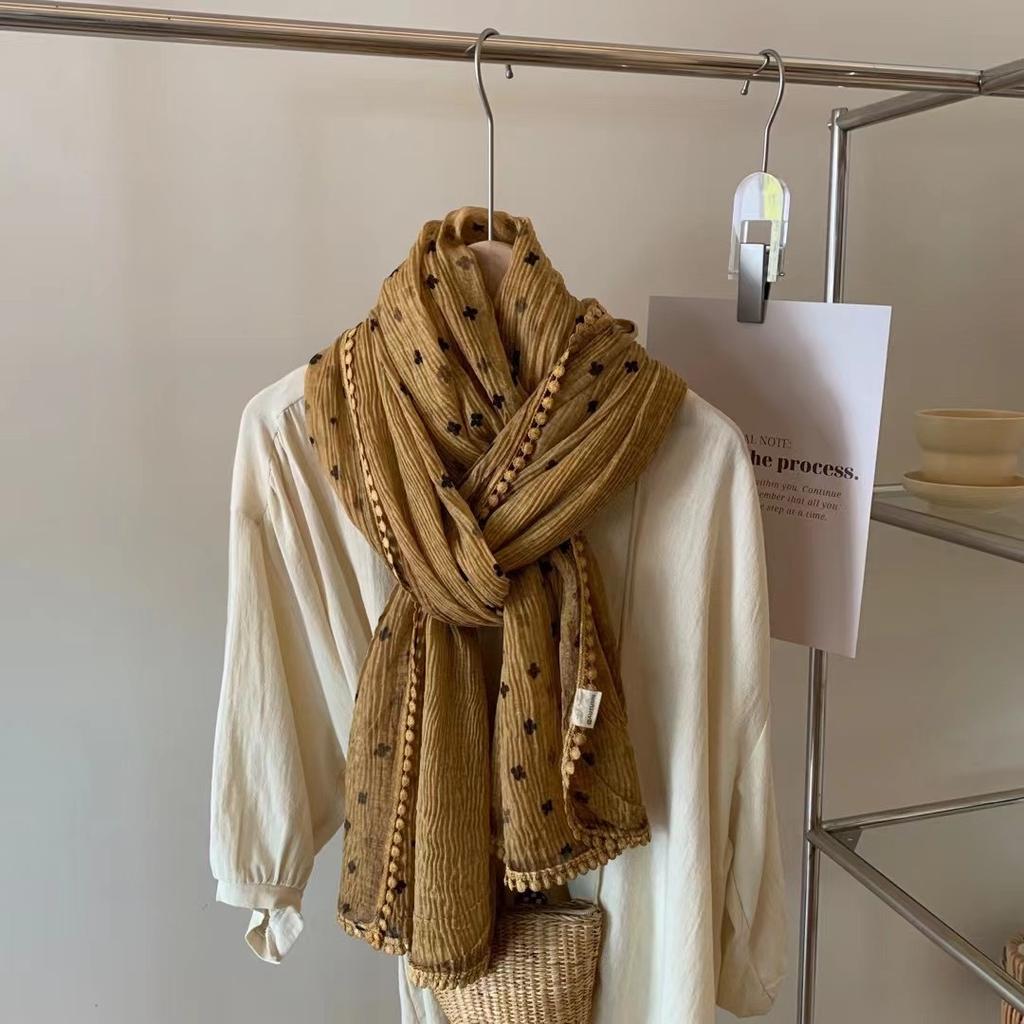 Autumn and Winter Cotton and Linen Scarf Women's Artistic Retro Shawl Casual and Elegant Scarf