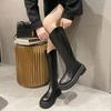Fashion Middle Heel Long Boots for Women Hot New In Trend 2024 Demi-season Work Waterproof Winter Novelty Pu Knee High Shaft Shoes Woman