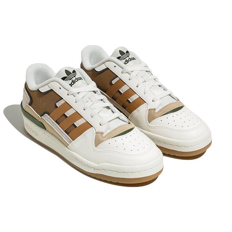 Adidas Originals Forum Exhibit Low 2 Fabric Leather Comfortable Low-Top Skate Shoes Unisex Sneakers Beige FZ5595