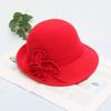 Autumn and winter new women's high-end banquet top hat elegant flower pot hat felt hat half roll versatile woolen hat