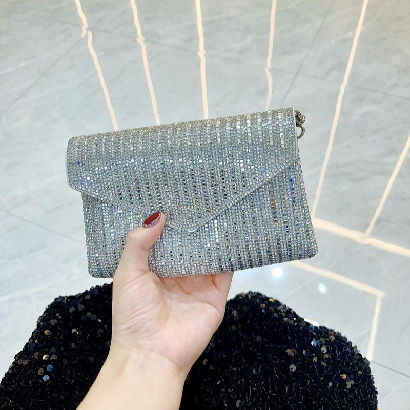 Трансграничный модный клатч на цепочке с бриллиантами – Универсальная вечерняя сумка, кроссбоди, на плечо или подмышку
