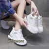 Fashion Fashion White PU Leather Chunky Sneakers Women Autumn Winter Platform Vulcanize Shoes Woman Thick Bottom Hidden Heel Sport Shoes