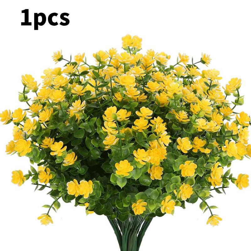 Flowers Artificial Bundle Outdoor Artificial Resistant Faux Plastic Shrubs Plant