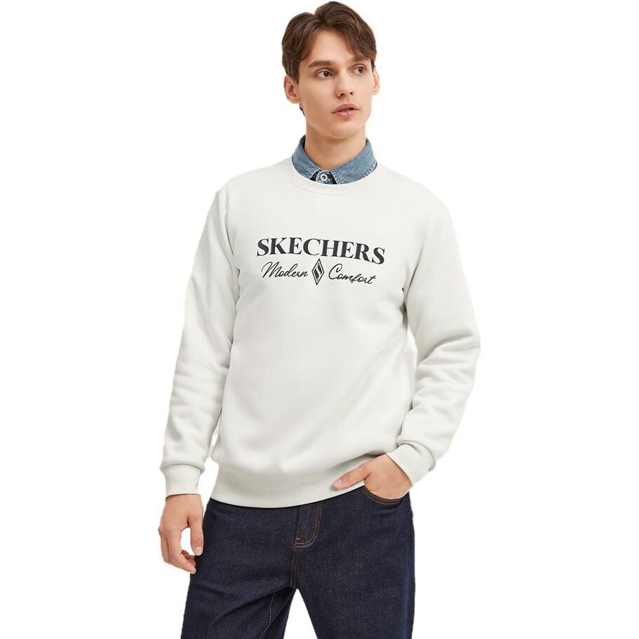 Skechers Diamond Series Letter Printed Crew Sweater 'White Black' Men's L423M173-0074