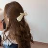 Банановый зажим в горошек с бантом - Милый девичий аксессуар для волос с лентой