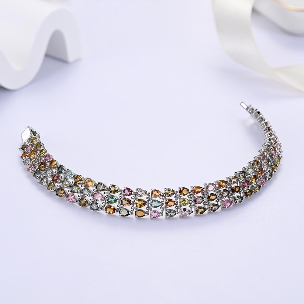 Роскошный разноцветный браслет из натурального турмалина, драгоценные камни с серебром S925, женские украшения для свадеб и юбилеев, подарки