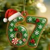 Christmas 67 Meme Acrylic Ornament Flat Santa Claus Reindeer Ice Cream Six Seven Xmas Tree Hanging Decoration Holiday Party Pendant