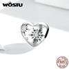 Exquisite Snowflake Pattern Heart Shape 925 Sterling Silver Charm Beads Fit Bracelet Bangle Fine Jewelry