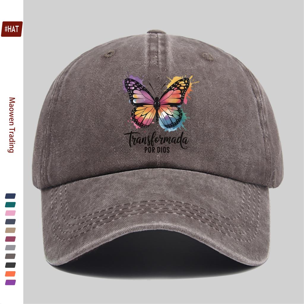 pc Elegant Style Unique Rainbow Butterfly Print Baseball Cap Suitable for Spring Summer And Autumn Wear Fashionable Commuting