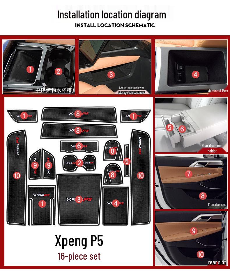 Коврики в дверные слоты и подстаканники XPeng P5 - Аксессуары для салона автомобиля
