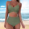Купальный костюм, модный купальный костюм из двух частей с высокой талией, женский купальник на бретельках, бюстгальтер и трусики, женский купальник для пляжа