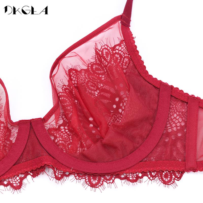 DKGEA Sexy Bra Panties Set Lace Transparent Brassiere