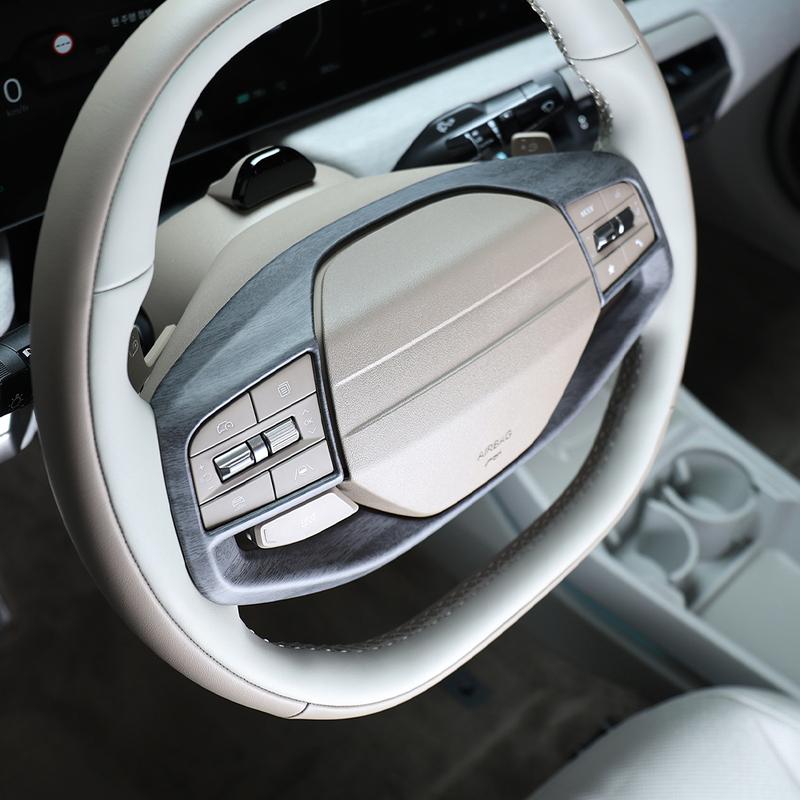 For Kia EV4 2025 2026 Wood Grain Car Steering Wheel Switch Button Cover Panel Frame Trim Accessories