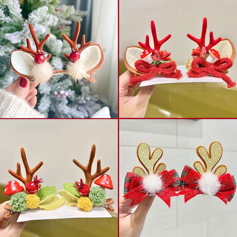 Christmas Antler Hair Clip Plush Hair Accessory Headwear Cute Barrettes Christmas Decoration Festival Gift For Women Girl